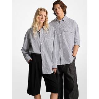 MK Oversized Striped Stretch Cotton Poplin Shirt - Black - Michael Kors