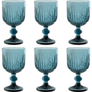 Sæt med glas Home ESPRIT Blå Krystal 8 x 8 x 14,5 cm (6 enheder)