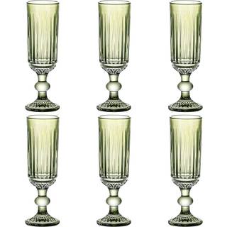 Sæt med glas Home ESPRIT Grøn Krystal 6 x 6 x 18,4 cm (6 enheder)