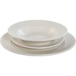 Spisestel Home ESPRIT Hvid Porcelæn Striber 27 x 27 x 2 cm 18 Dele