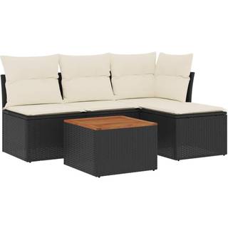 sofasæt til haven 5 dele med hynder polyrattan sort