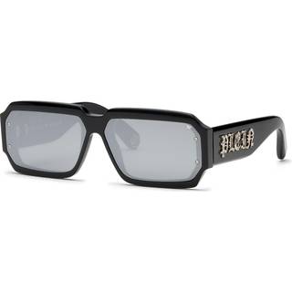Philipp Plein Mand SPP150 PLEIN MASTER 700 Solbriller Acetat Sort Røg Firkantet Normal Spejl