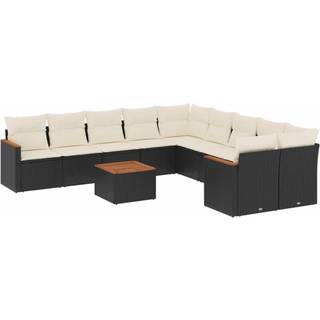 sofasæt til haven 11 dele med hynder polyrattan sort