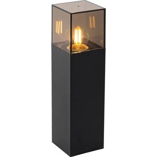 Stående udendørslampe sort med røget skærm 30 cm - Danmark
