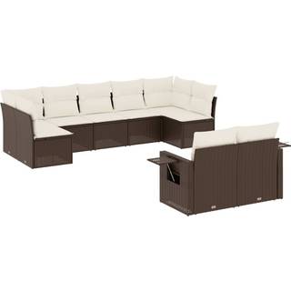 sofasæt til haven 9 dele med hynder polyrattan brun