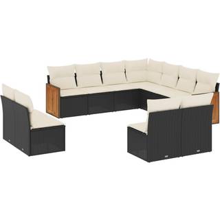 Sofasæt Til Haven 12 Dele Med Hynder Polyrattan Beige - Sort og cremefarvet / Uden bord