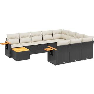 sofasæt til haven 11 dele med hynder polyrattan sort