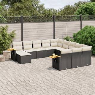 sofasæt til haven 11 dele med hynder polyrattan sort