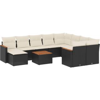 sofasæt til haven 11 dele med hynder polyrattan sort