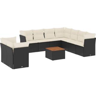 sofasæt til haven 11 dele med hynder polyrattan sort