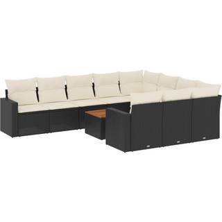 sofasæt til haven 11 dele med hynder polyrattan sort