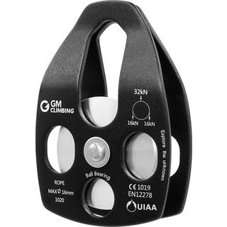 GM klatring sort stor redningsrulle 32kn enkelt skive med svingplade CE UIAA certificeret
