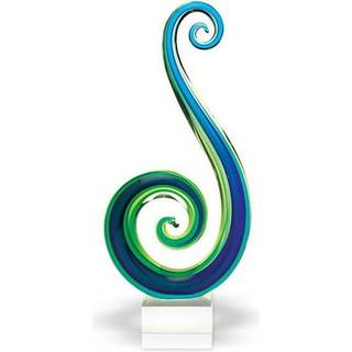 14 mundbl?st kunstglasbl?t og gr?nt midtpunkt p? basen