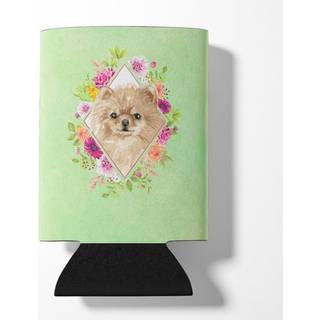 """" Caroline's Treasures CK4379CC Pomeranian Green Flowers kan eller flaske Hugger Kold-bjælke-Koozies 12 oz multicolor """"