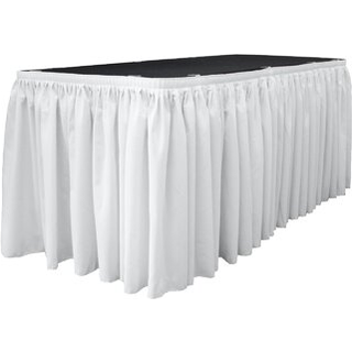 La Linen Polyester Poplin Bord nederdel 17-fod med 29-tommer lang med 10 l-clips hvid