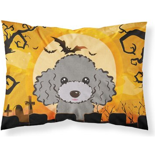 """" Caroline's Treasures BB1817Pillowcase Halloween Silver Grey Poodle Fabric Standard Pillowcase Large Multicolor """"