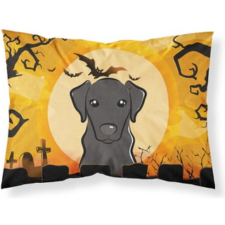 """" Caroline's Treasures BB1793Pillowcase Halloween Black Labrador Fabric Standard Pillowcase Large Multicolor """"