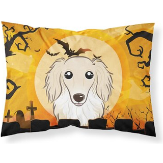 """" Caroline's Treasures BB1770Pillowcase Halloween Longhair Creme Dachshund Fabric Standard Pillowcase Large Multicolor """"
