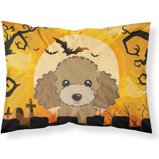 """" Caroline's Treasures BB1814Pillowcase Halloween Chocolate Brown Poodle Fabric Standard Pillowcase Large Multicolor """"