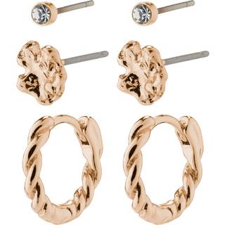 Pilgrim EMANUELLE øreringe 3-i-1 sæt rosaguldbelagt