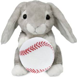 Dollibu grå kanin fyldt dyr med baseball plys - Huggable Rabbit plys store gaver til børn, der elsker baseball søde gårddyr plys med plys basebal