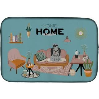 """" Caroline's Treasures CK7934DDM Black Silver Shih Tzu Sweet Home Dish-Drying-Mats 14 X 21 Multicolor """"