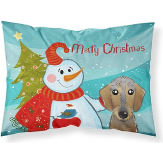 """" Caroline's Treasures BB1853Pillowcase Snowman med Wirehaired Dachshund Fabric Standard Pillowcase Large Multicolor """"