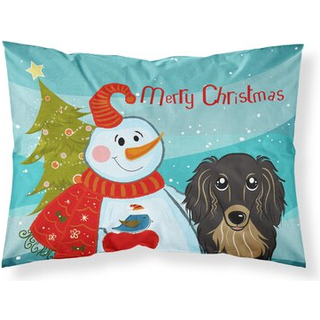 """" Caroline's Treasures BB1833Pillowcase Snowman med Longhair Black og Tan Dachshund Fabric Standard Pillowcase Large Multicolor """"
