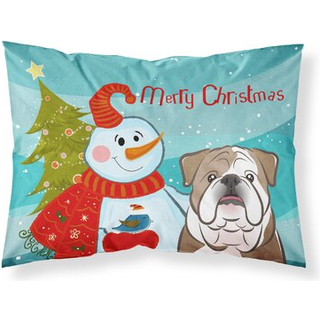 """" Caroline's Treasures BB1839Pillowcase Snowman med engelsk bulldog stof standard pudebetræk stor flerfarvet """"