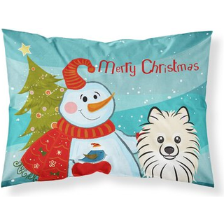 """" Caroline's Treasures BB1827Pillowcase Snowman med Pomeranian Fabric Standard Pillowcase Large Multicolor """"