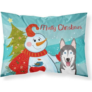 """" Caroline's Treasures BB1838Pillowcase Snowman med Alaskan Malamute Fabric Standard Pillowcase Large Multicolor """"