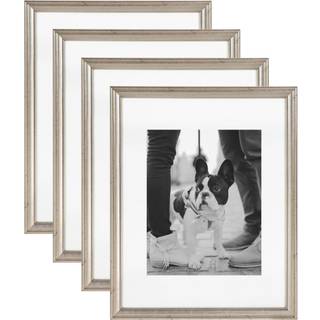 Kate og Laurel Adlynn Rectangle Picture Frame S?t p? 4 11 X 14 Mated til 8 x 10 Silver Glam Four-Piece Frame Set til Gallery Wall Frame Set in Li