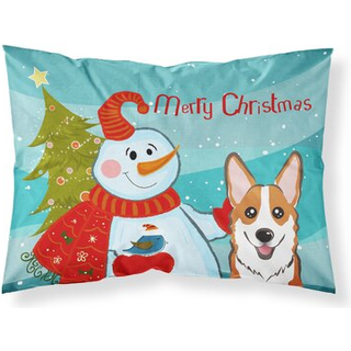 """" Caroline's Treasures BB1874Pillowcase Snowman med Red Corgi Fabric Standard Pillowcase Large Multicolor """"