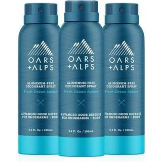 Oars + Alps aluminiumfri deodorantspray - Til hele kroppen, Frisk Ocean Splash, Rejseformat, 3 stk