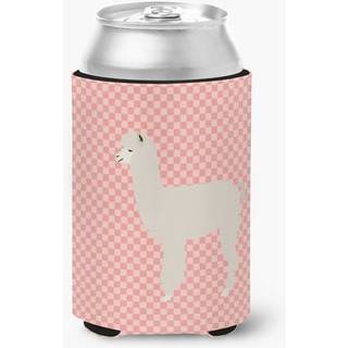 """" Caroline's Treasures Alpaca Pink Check Decorative Can Hugger Multicolor """"