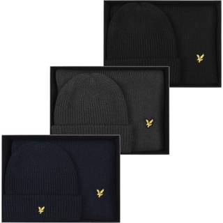 Lyle And Scott Bobble Beanie And Scarf Set Navy