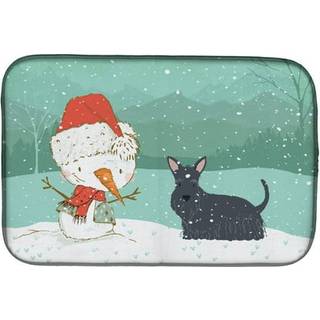 """" Caroline's Treasures Scottish Terrier Snowman Christmas Dish Drying Mat 14 X 21 Multicolor """"