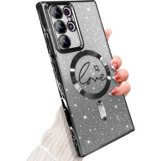 Zonrw til Samsung Galaxy S22 Ultra Case Magnetic For Women Girl Soft Cute Luxury Love Heart Pleting Bling Gradient Glitter Telefonkasse Kompatibe