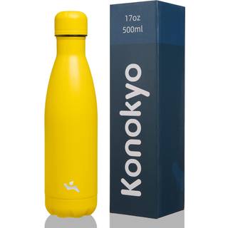 Konokyo isolerede vandflasker 17 oz dobbeltv?gge rustfrit st?l vakuum metalflaske til sportsrejser Gul
