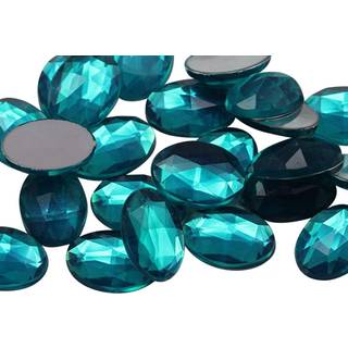 Allstarco 14x10mm blå zircon .bz flad ryg Oval akryl rhinestones lille ansigt perler Body Jewels Kort, der gør udgivelser - 45 stykker
