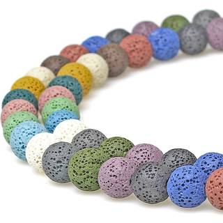 MJDCB Naturlig flerfarvet vulkansk lavasten runde l?se stenperler DIY til smykkearmb?ndsfremstilling 15"""" (8 mm flerfarvet)