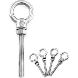 QWORK gevindsk?rne ?jenbolt 5 pakke 1/4 """" x 2 """" Lang rustfrit st?l Marine Grad Shoulder Eye Bolt