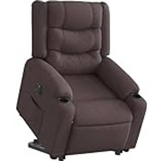 eldrevet lænestol med løftefunktion stof mørkebrun