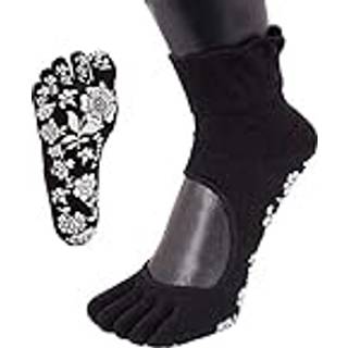 TOETOE Yoga&Pilates - ankelhøje skridsikre tåsokker, sort