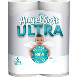 Angel Soft Ultra Toiletpapir 6 megaruller = 24 almindelige ruller 2-lags toiletpapir