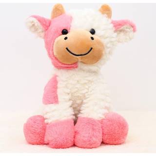 YUKOUQIAN ko udstoppede dyr sd ko plys dukkelegetj 9 tommer til piger Drenge jul (Siting Cow Pink)