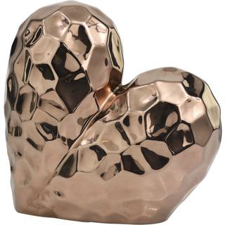 Deco 79 Keramisk hjerte dekorativ skulptur Dimensionel vinklet origami Inspireret boligindretning Statue med facetteret udvendig accentfigur 12 ""