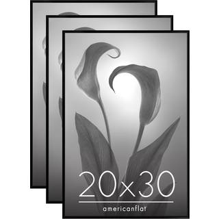 AmericanFlat 20x30 plakatramme med poleret frontcover - S?t med 3 - Slide -in fotoramme med opbygget st?bning - Fusionssamling - Billedramme til