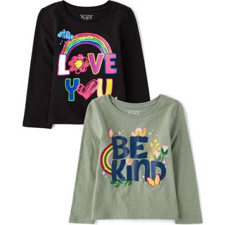The Children's Place Baby-piger og smbrn Assorted Everyday Langrmede grafiske T-shirts Multipacks Be Kind/I Love You 2-Pack 12-18MOS