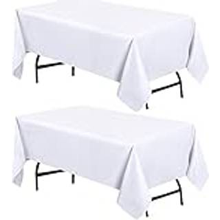 UTOPIA K?kkenrektangel Tabel klud 2 Pack [60x84 tommer hvid] Tabgen Machine Washable Faby Polyester Table Cover til spisebuffetfester Picnic Even